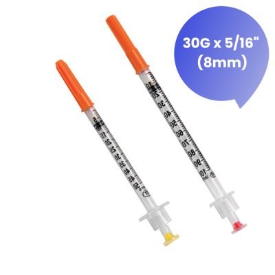 Insulin Syringe 30g x 8mm 1cc, pack of 10 7 Insulin Syringe 30g x 8mm